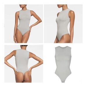 SKIMS | Essential Crew Neck Sleeveless Bodysuit In Light Grey | 2X / 3X